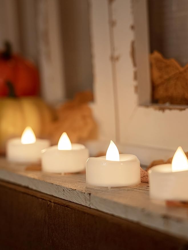 LED Candles, Tea Lights Candles Battery Operated Bulk, 100PCS Long-Lasting 200 Hours Flameless Tealight Candles, Realistic Flickering Wedding Candles for Festival Decor, 1.5'' D X 1.25'' H