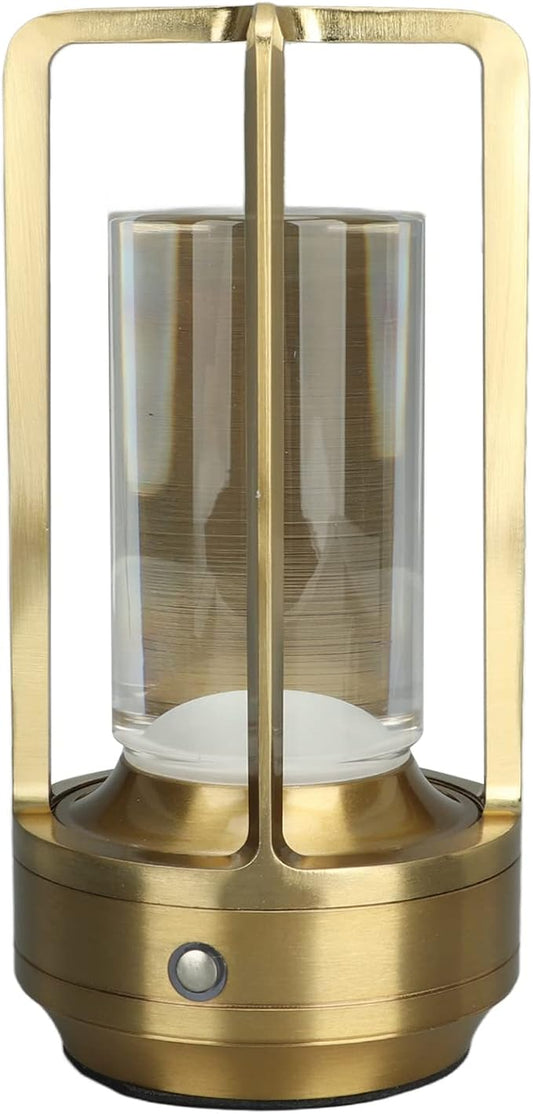 Jerys Cordless Table Lamp, Aluminum Crystal Portable LED Table Lamp Small Stepless Dimming Nightstand Lamp 3 Colors Sensor Control for Living Room, Rechargeable Battery Up to 48 Hours Usage (Gold)