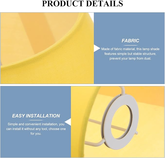 Lurrose Barrel Fabric Lampshade Cloth Lamp Shade Wall Lamp Covers Replacement Lamp Shade for Table Floor Pendant Lamp, Yellow