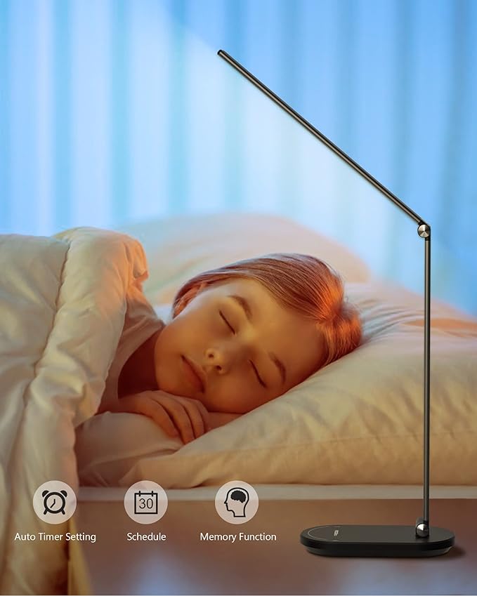 VOCOlinc Desk Lamp, LED Eye-Caring Desk Light for Home Office, Compatible with Homekit Alexa Google, Smart Desk Light with Stepless Dimming, Timer, Work for Reading, Study, Crafts