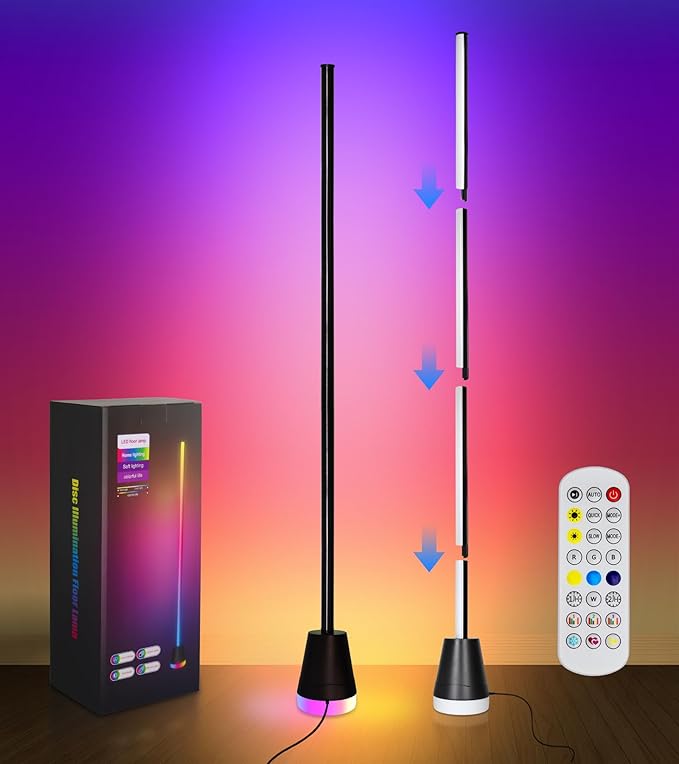 Ericlin Corner Floor Lamp, Smart RGB LED Corner Lamp with App and Remote Control, 16 Million Colors & 68+ Scene, Music Sync, Timer Setting,Ideal Standing Lamp for Living Rooms,Bedrooms,Gaming Rooms