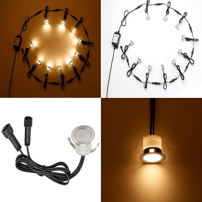 FVTLED Low Voltage LED Deck Light Waterproof Outdoor Garden Yard Decor Lamps Recessed Wood Decking Stair Landscape Pathway LED Step Lighting (10pcs, Warm White)