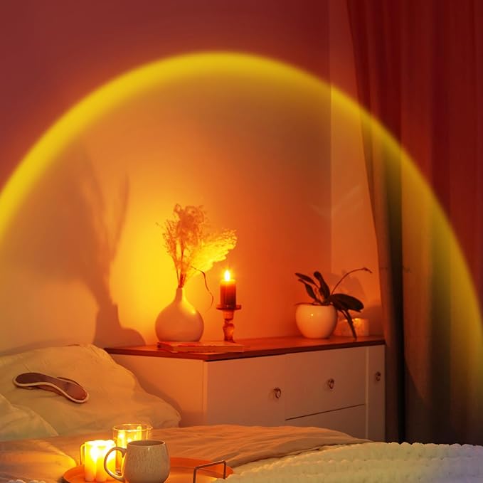 Sunset Lamp Projector,360 Degree Rotation Sun Lamp Led Night Light with USB Port,Sunset Lamp for Room Decor, Photography,Tiktok Live,Christmas Gifts for Women