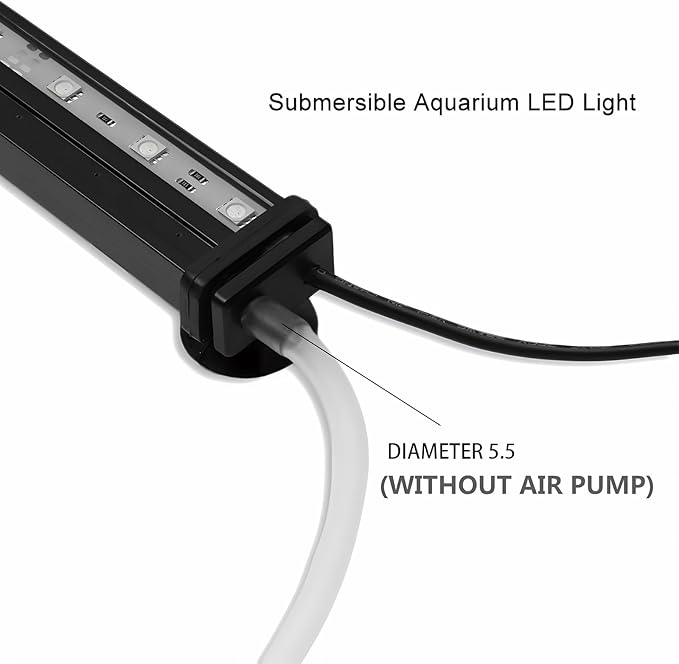 Submersible Aquarium Light, Fish Tank Light with Air Bubble Hole, RGB Color Changing Brightness Adjustable IP68 Waterproof Remote Control LED Light for Aquarium Fish Tank 20 inch