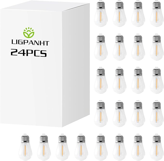 S14 LED Replace Light Bulbs for Patio String Light Shatter-Resistant Waterproof Hanging Light Bulbs for Outdoor String Lights Base E26 (24)
