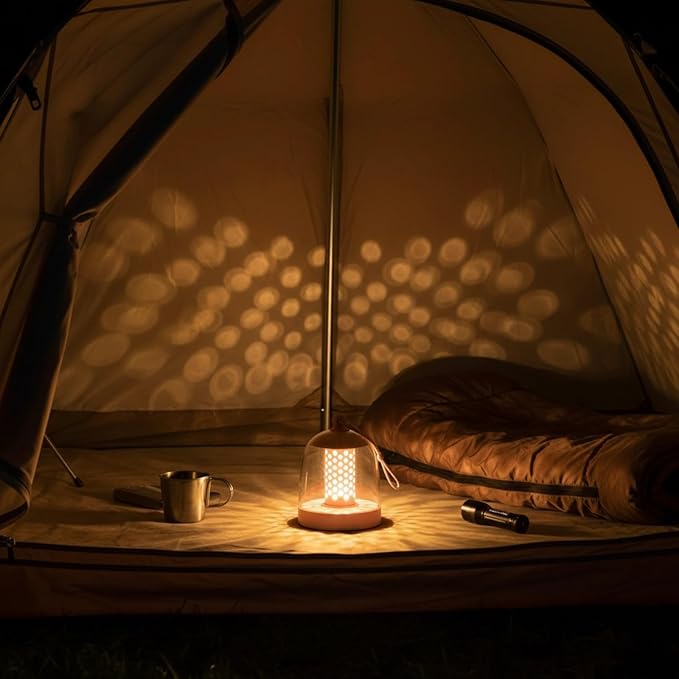 Camping Lantern, IPX4 Waterproof Touch Control LED Night Light, USB Rechargeable & Long Lasting Battery, Portable Hanging Tent Lamp for Outdoor Camping Hiking Backpacking, Pink