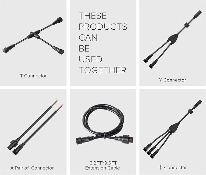 BTF-LIGHTING 3.28FT 3 Pin 0.75mm²/18AWG IP67 Extension Cable Wire with Male and Female Connectors for WS2811 WS2812B SK6812 etc LED Strip 15mm Metal Nut Big Size Home Lighting Connector