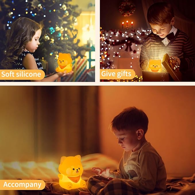 Red Panda Night Light, 50-Hour Battery & Pat Control, Squishy Silicone Lamp for Kids Nursery, USB Rechargeable with Timer, Easter Gifts