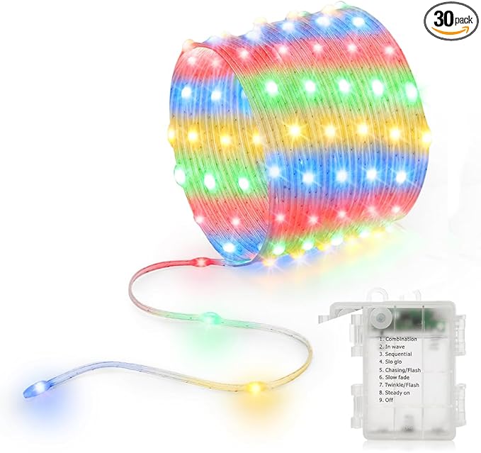 Battery Operated String Lights, 16.5ft 50 LED Twinkle Fairy String Lights Battery Powered with Auto Timer for Indoor Outdoor Christmas Trees Wreath Decoration Party Bedroom Garden - Multicolor