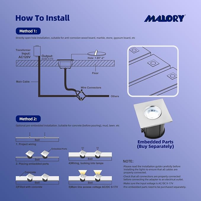 MALORY Recessed LED Deck Light, 4W 12V Low Voltage Landscape Lighting, Outdoor Step Stair Lights, Deck Lighting for for Outside Floor Yard (SG05, 1-Pack 4000K)