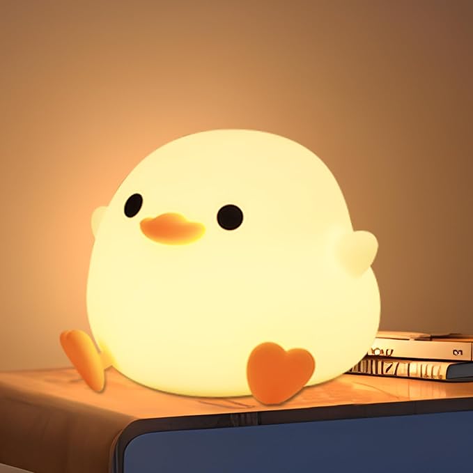 DoDo Duck Night Light, Duck LED Night Light, Nursery Silicone Bedside Touch Lamp for Home Bedroom Decor, Rechargeable Dimmable USB Timer, Birthday Easter Xmas Gifts for Kid Baby Teen