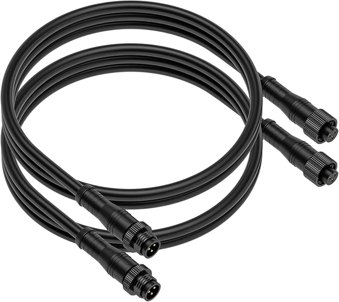 BTF-LIGHTING 6.56FT 3 Pin 0.75mm²/18AWG IP68 Extension Cable Wire with Male and Female Connectors for WS2811 WS2812B SK6812 etc LED Strip 15mm Metal Nut Small Size Home Lighting Connector