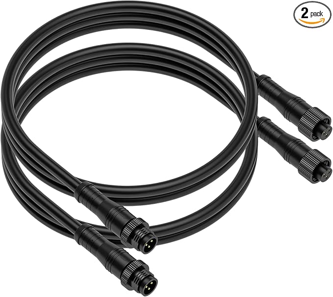 BTF-LIGHTING 9.84FT 3 Pin 0.75mm²/18AWG IP68 Extension Cable Wire with Male and Female Connectors for WS2811 WS2812B SK6812 etc LED Strip 15mm Metal Nut Small Size Home Lighting Connector