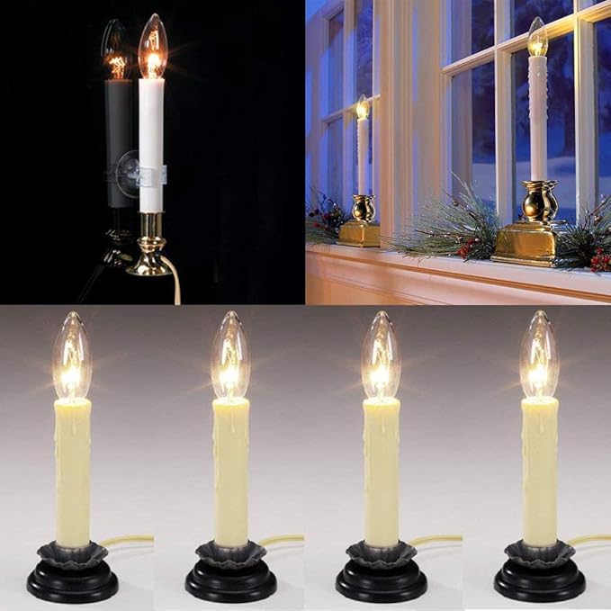 25 Pack Candle Light Bulbs,Crystal Clear Torpedo Tip Candelabra Replacement Bulbs Fit C7/E12 Candelabra Base,7 Watt C26 Replacement Night Light Bulb for Electric Window Candle Lights