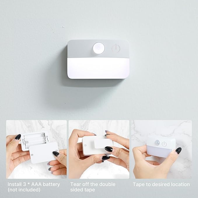 8 Pack Motion Sensor Stair Lights for Indoor, Wireless RGB Battery Operated Night Light, Activated Led Stick On Hallway Closet Under Cabinet Step Lamp for Bedroom Kitchen Bathroom