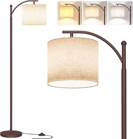 SUNMORY Arc Floor Lamp, Modern Floor Lamp with 9W 3 Color Temperatures Bulb, Metal Standing Lamps with Adjustable Hanging Lampshade, Tall Floor Lamps for Living Room, Bedroom, Office