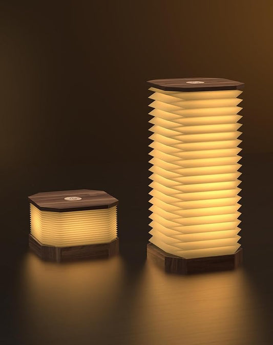 Bedside Table Lamp for Bedroom, Vertical Accordion Lamp with Warm Light, Adjustable Height & Brightness, USB Charging, Study Reading Light for Living Room, College Dorm, Home, Office