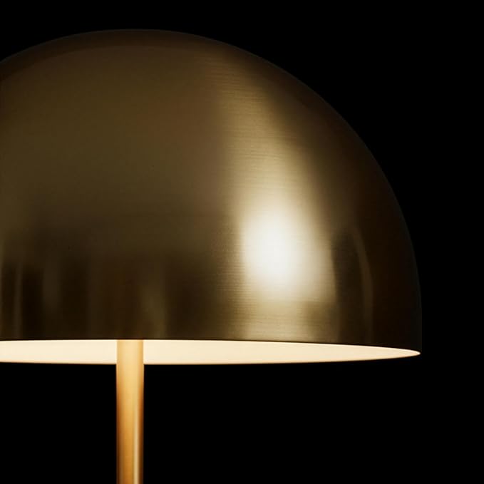 Brightech ONO Mushroom Floor Lamp - Modern LED Standing Lamp for Living Room, Bedroom - Color Changing LED Bulb, Metal Dome Lamp Shade - Contemporary Metallic Sculptural Design - Brass