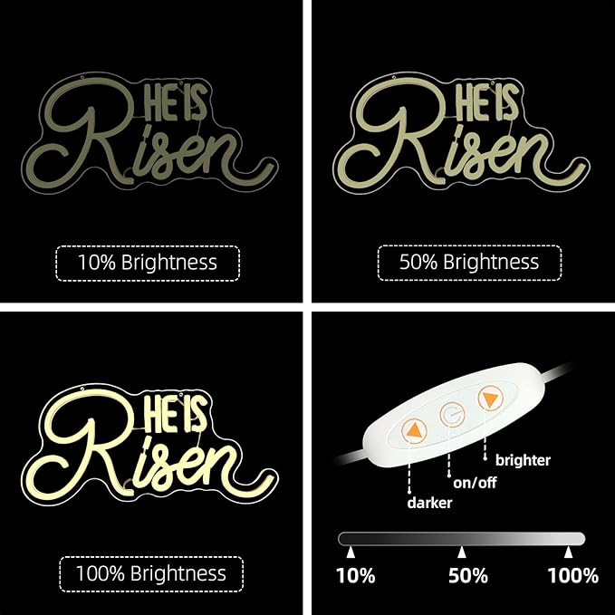 He Is Risen Neon Sign Easter Neon Signs for Wall Decor Jesus Led Sign USB Neon Lights for Bedroom Christmas Party He Is Risen Easter Decor
