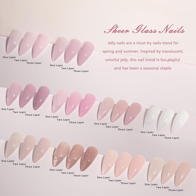 Nude Pink Gel Nail Polish Set, 10 Colors Neutral Nude Gel Polish Kit Translucent Milky White Purple Spring Summer Trend Nail Art DIY Manicure at Home Gifts for Girls Women