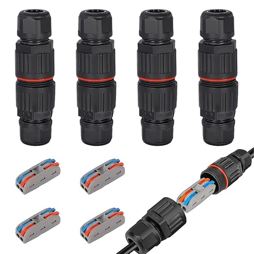 4Pcs 2-pin Wire Connectors Low Voltage Wire Connector Outdoor Electrical Box Waterproof IP68 Quick Splice Wire Terminals Suitable for Low Voltage Landscape Wire(Waterproof up to 4 Meters)