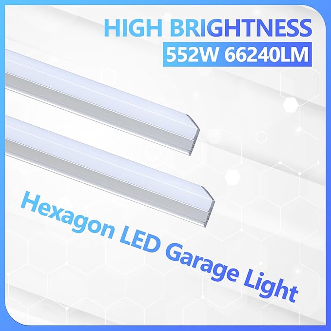ALLYES Hexagon Garage Lights, Hexagon Ceiling Lights Super Bright Lighting, Car Detailing Ceiling Light for Workshop Warehouse Basement Gym (14 Hex Adjustable Temp)