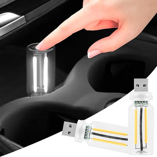 2 PCS Retro Car Lamps,Plug-in USB Car Interior Light,Car USB Light Bulb,USB LED Car Interior Atmosphere Lamp,Portable Mini LED Light for Car,Bedroom,Hallway (White)