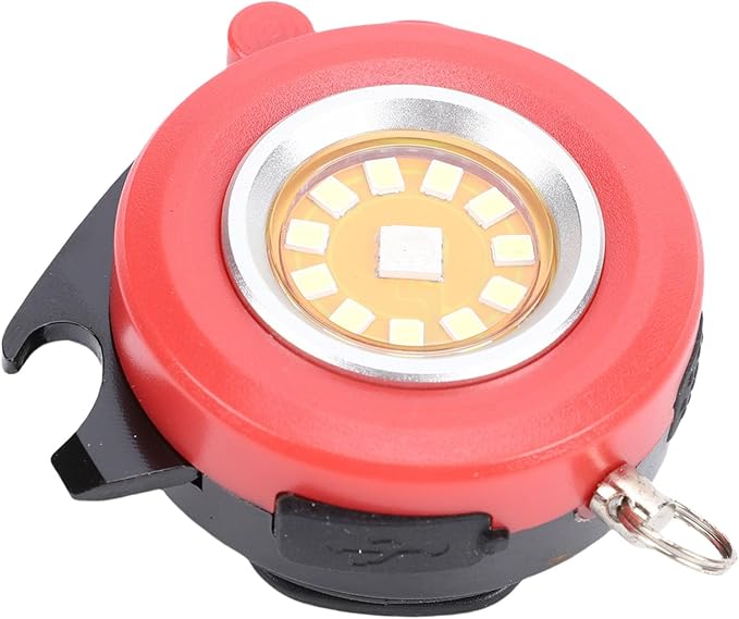 Keenso Keychain Flashlight, Aluminum Alloy Portable LED Torch with RGB Modes, Emergency Light for Camping and Car Repair (Red)
