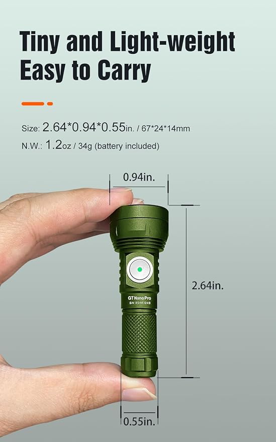 LUMINTOP GT Nano Pro3.0 Keychain Flashlight 1600 Lumens Mini Flashlight 152 Meters Beam Distance, Rechargeable Battery (Green)