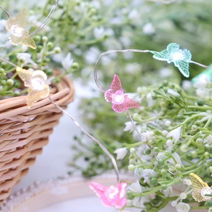 Easter Lights Butterfly Lamp for Girls Bedroom Battery Operated Fairy Lights with Remote Acrylic Butterfly Wall Decor Indoor Party Holiday Home Spring Easter Decorations