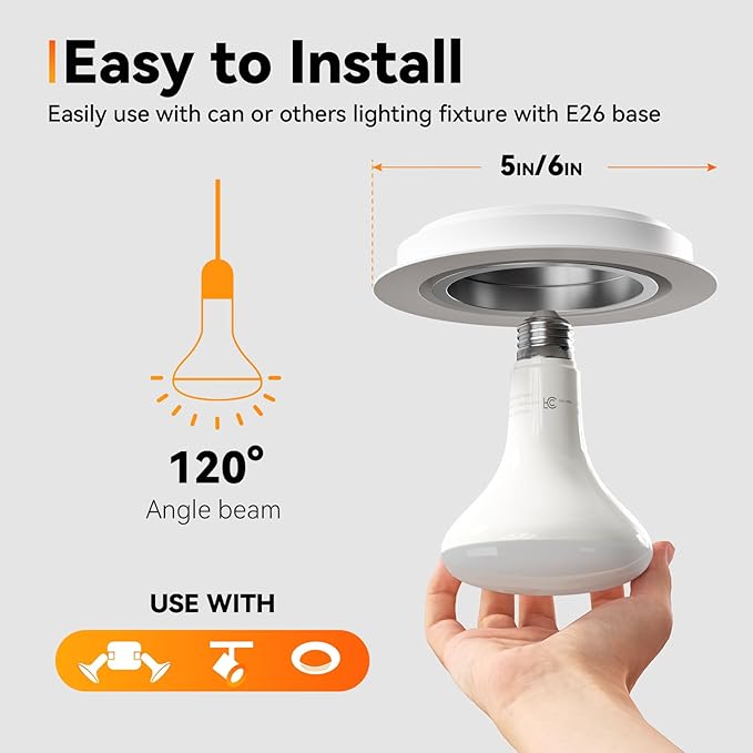 TJOY 24 Pack BR30 Led Bulb 65W Equivalent, Dimmable LED Flood Light Indoor, E26 Base, 2700K Soft White, 9W, 800 LM, Recessed Lighting Bulbs for Ceiling, Recessed Can, Living Room and Kitchen