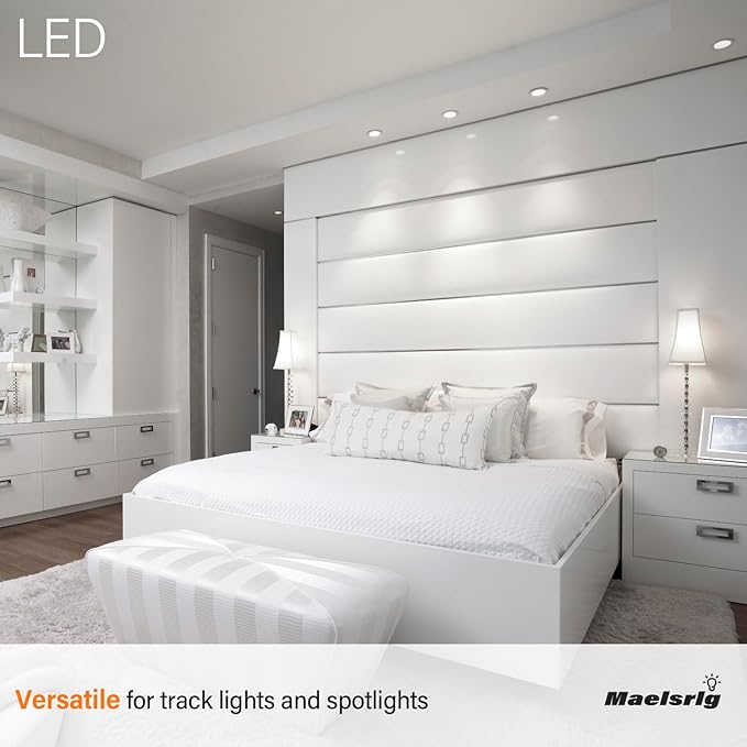 PAR16 LED Long Neck Recessed Spotlight Bulb, 6W(60W-75W Equivalent) Dimmable, 600 Lumens, 40° Beam Angle, Track Light Bulbs Daylight 5000K, E26 Medium Base, Pack of 4