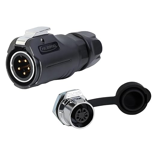 CNLINKO LP-12 5 Pin Connector IP68 Waterproof Circular Electrical Plug for Outdoor Equipment Solar Industrial Machinery DC 12V Threaded Single Port Metal-Reinforced Kit (5-Pin)