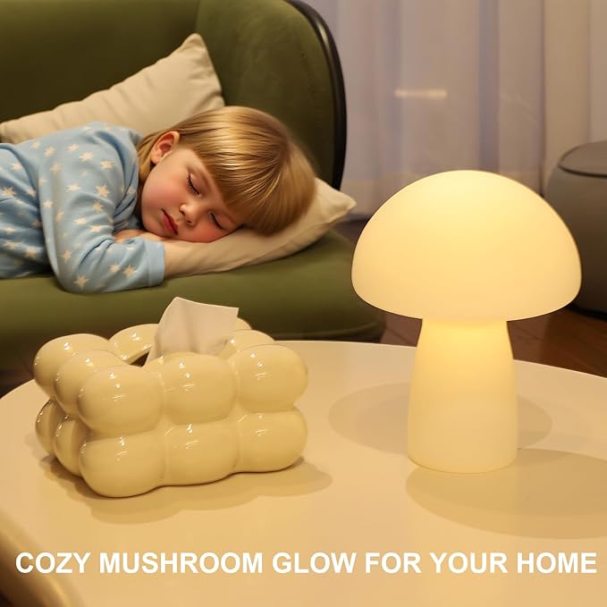 Solar Table Lamp Outdoor Waterproof, Mushroom Solar Lamp with USB & Solar Charging, 2000mAh Rechargeable IP65 Patio Garden Decor Light for Indoor Outdoor, Bedside Lamp, Housewarming Gift