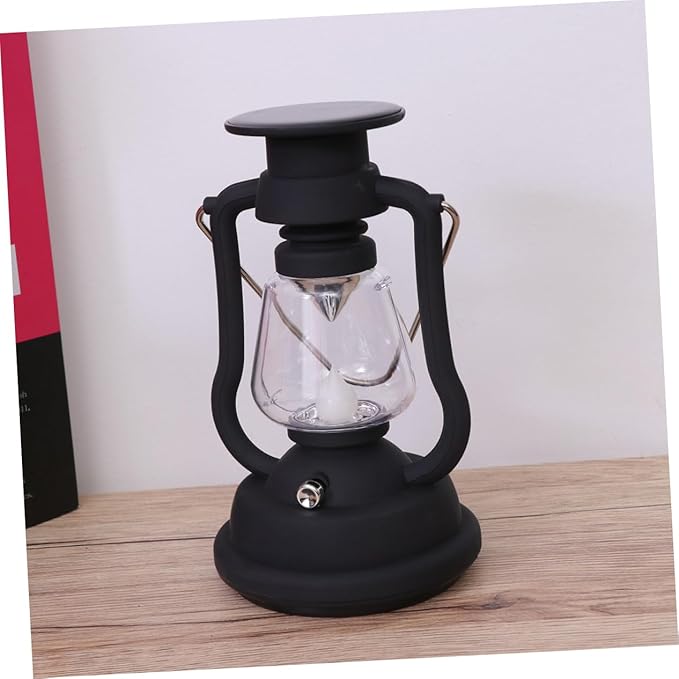 Rechargeable Solar Retro Horse Lantern Multi Functional Camping Light with Hand Power Flashlight for Outdoor Use Portable Tent Light Black