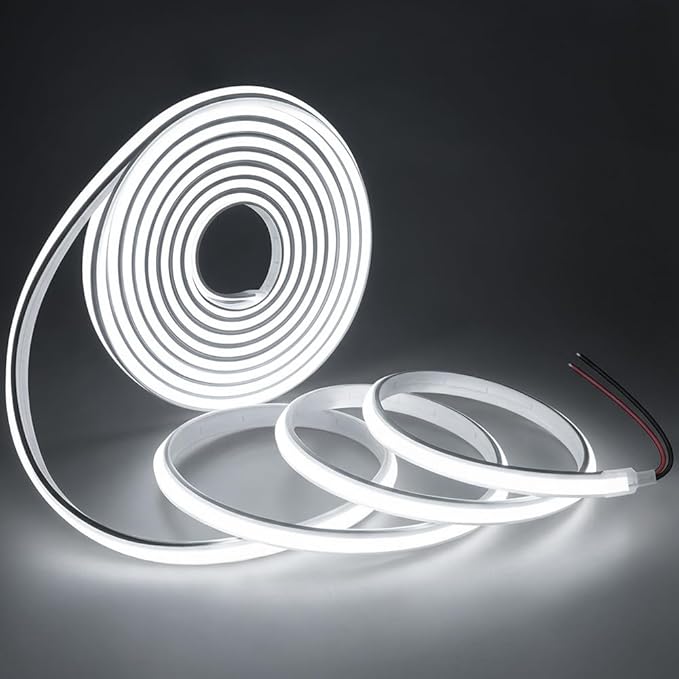 COB LED Strip Lights Daylight White 6000K,24V 32.8ft IP67 Waterproof High CRI 90Ra+ Super Bright,Flexible Tape Lights for Outdoor,Bedroom,Kitchent,Cabinet,Bathroom(Power Supply Not Included)