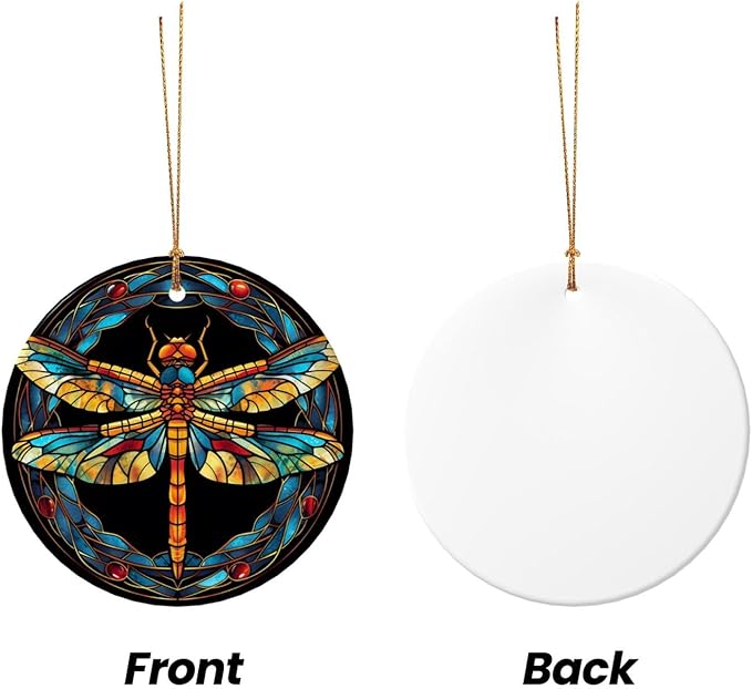 Dragonfly Tribe Christmas Ornaments, Christmas Decorations Xmas Tree Hanging Ornaments, Round Ceramic Festive Keepsake Gift for Xmas Decorations Holiday Home Decor