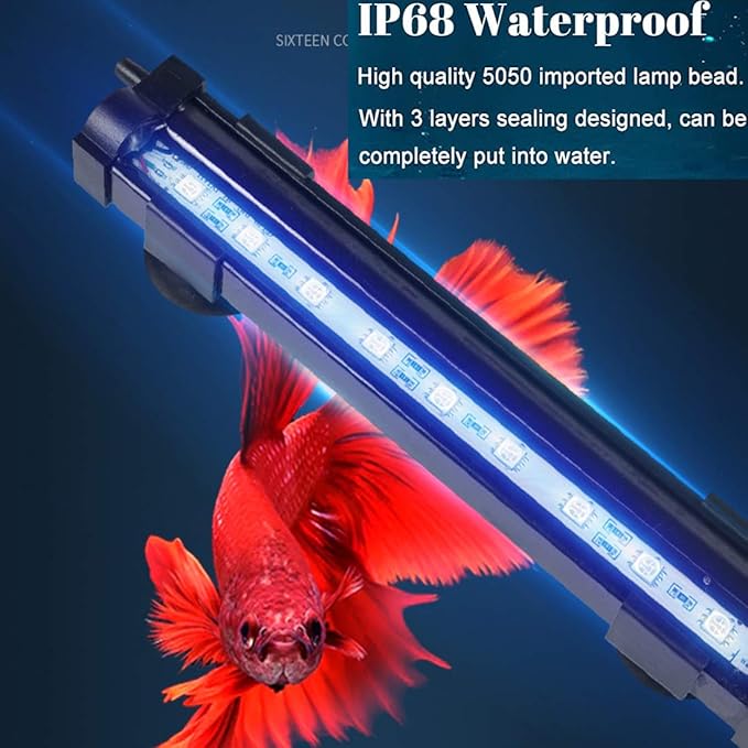 Aquarium Air Bubble Light, RGB LED Fish Tank Light with 16 Colors & 4 Modes, Remote Control, IP68 Submersible Aquarium Lamp for Turtle Tank, Betta, Shrimp