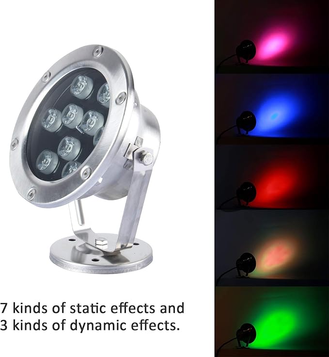 JSN&PC LED Pond Lights 27W RGB Color Changing with RF Remote Controller & IP68 Waterproof Joint for Party Swimming Pool Fountain Water Rockery Grass Land