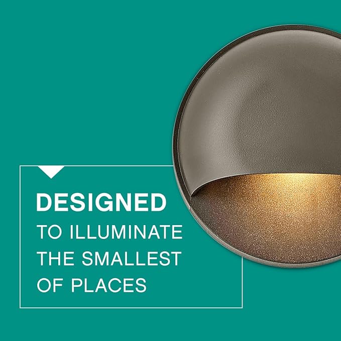 Hinkley Landscape Lighting Nuvi 15232BZ Round Low-Voltage LED Deck Sconce, Solid Vinyl Alloy, Dimmable, Mounts Flush on Surface, Bronze