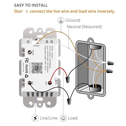 Smart Light Switch with Bluetooth Remote, Single Pole One-Way WiFi Wall Switch, Smart Life App & Voice Control, Compatible with Alexa & Google Assistant, Neutral Wire Required, No Hub Needed