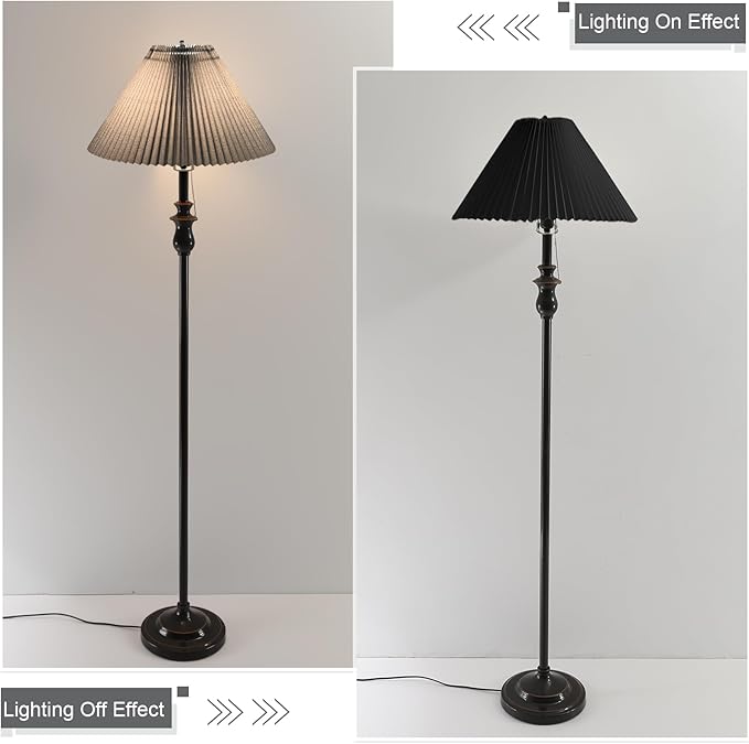 Pleated Black Lamp Shade for Arc/Arched Table Lamp/Floor Lamps Replacement spider lampshade-black 5.9"Top X 16.5"Bottom X 11"High
