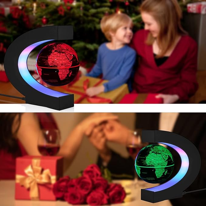 Magnetic Levitation Globe, Multi-Color Changing LED Levitating Globe Magnetic Floating Rotating World Map Globes Decorative Lamp Cool Gifts Night Light for Office Home Desk Decor