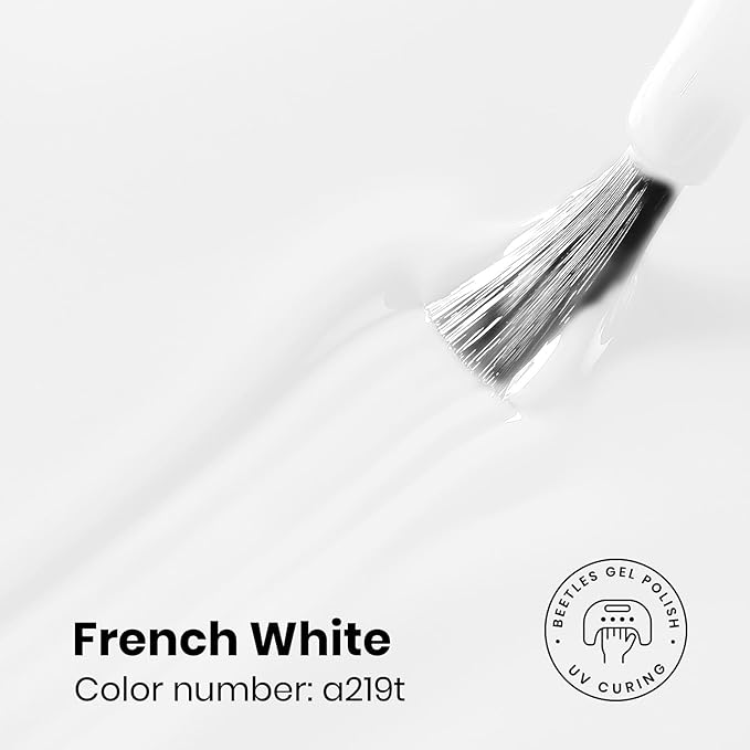 Beetles White Gel Nail Polish - French White 1PC 15ml Gel Polish Soak Off UV LED Needed Nail Art Manicure Salon DIY Design at Home Spring Nails Gifts for Woman