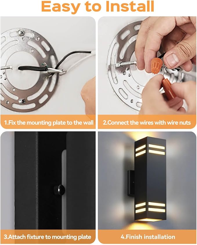 SHIMR Dusk to Dawn Outdoor Lighting 2 Pack, Modern Exterior Lighting Fixtures Wall Mount ETL Listed, Aluminum Anti-Rust Outdoor Sconce Up and Down Outside Lights for House Porch, LED Bulbs Include