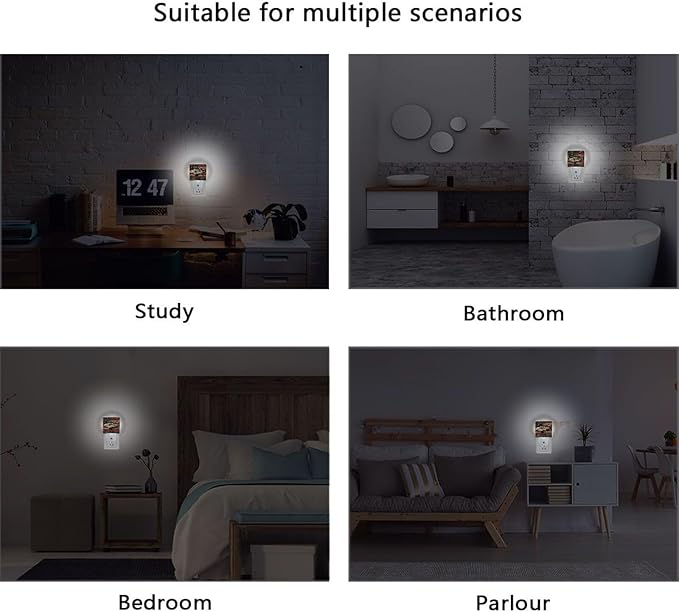 Camo Fish Night Light 2 Pack Dusk to Dawn Sensor Led Lamp for Women Retro American Flag Men Night Lights Plug into Wall Decor for Bedroom Kitchen Bathroom Corridor, 0.5W