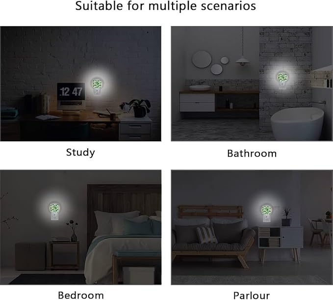 Green Lucky Clover Plug-in Night Light,St Patrick's Day Shamrocks Lamp Auto Dusk to Dawn Sensor Nightlights Plug into Wall,Energy Efficient Nightlight Home Decor for Bedroom,Bathroom,Kitchen,Hallway