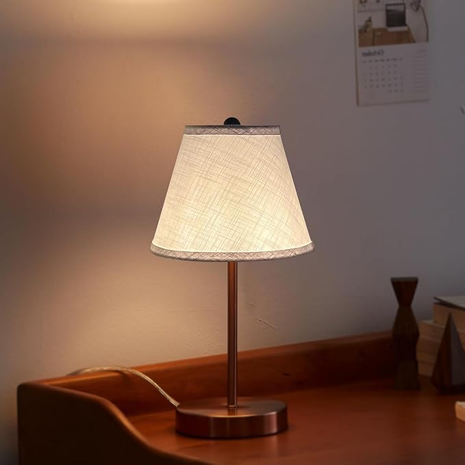 TOOTOO STAR Small Lamp Shades Set of 2, 5x9x7 Inch White Small Lamp Shade for Table Lamps Replacement, Handmade Linen Spider Mount