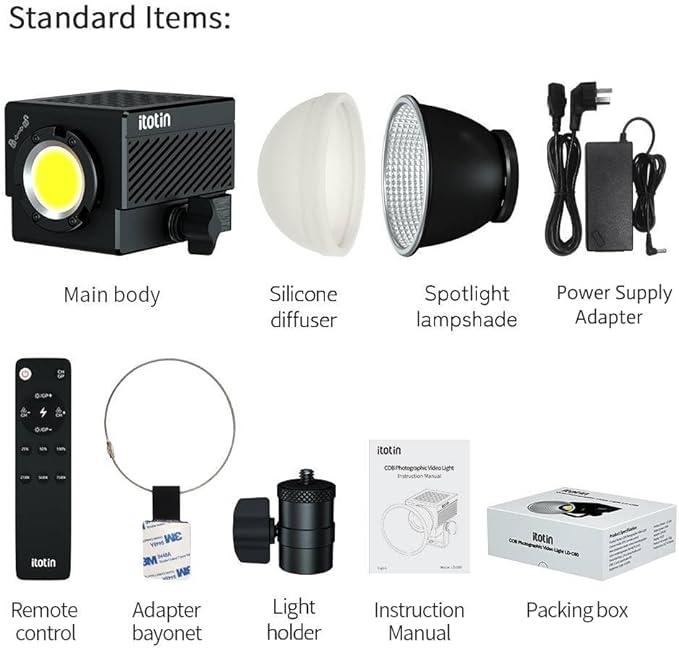 LED Video Light, 60W Bi-Color Video Light Mini COB Photography Light with 2.4G/APP Control, 2700K-7500K, CRI>96, TLCI>97, 8 Lighting Effects (1 Pack, Black)