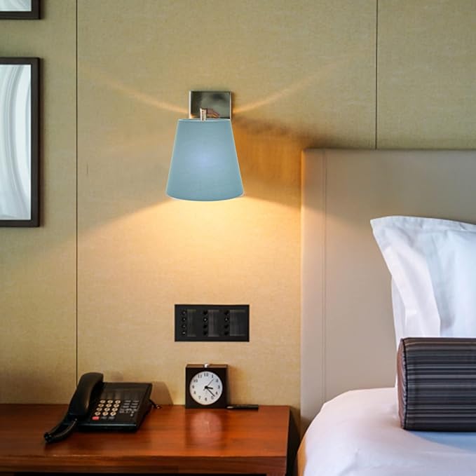 Lurrose Barrel Fabric Lampshade Cloth Lamp Shade Wall Lamp Covers Replacement Lamp Shade for Table Floor Pendant Lamp, Blue